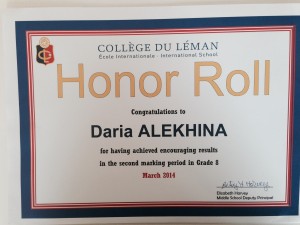 Honor Roll Daria Alekhina